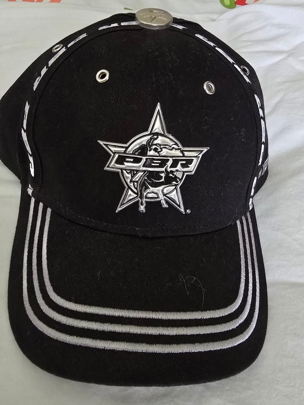 Black PBR Logo Baseball Cap with White Trim One Size Fits Most